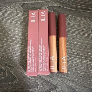 ILIA Lip Sketch Hydrating Crayon Genre Travel Size Duo Set Mauve Brown